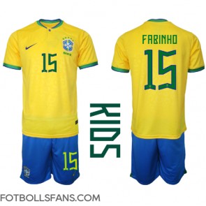 Brasilien Fabinho #15 Replika Hemmatröja Barn VM 2022 Kortärmad (+ Korta byxor)